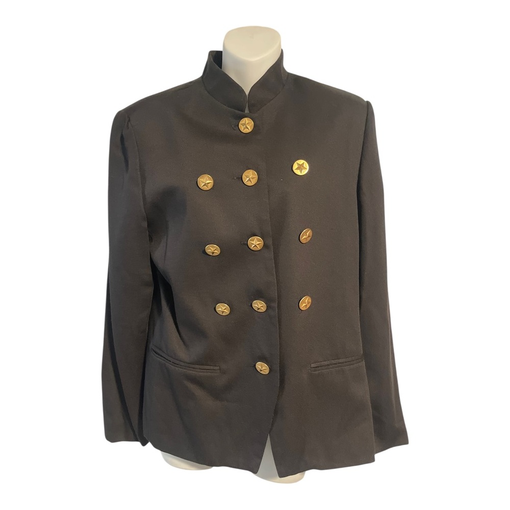 Vintage Ice Nine Gold Star Button Blazer Jacket Women’s Size 10 Military Rock